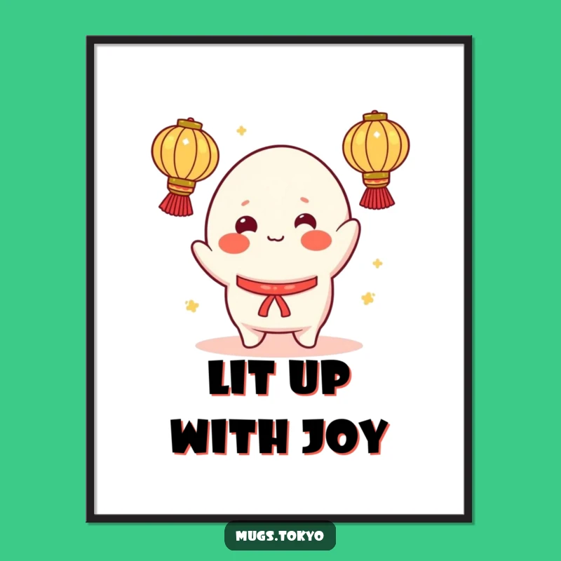 Funny Mochi Poster: Cheerful Juggler Art - Playful Lantern Decor