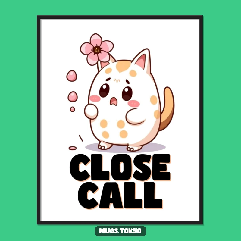 Funny Taiyaki Poster: Surprised Cherry Blossom Near Miss, Quirky Wall Art
