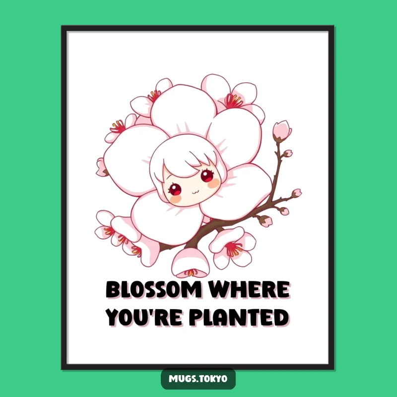 Funny Wall Art Poster: Cherry Blossom Character, Whimsical Decor Gift!