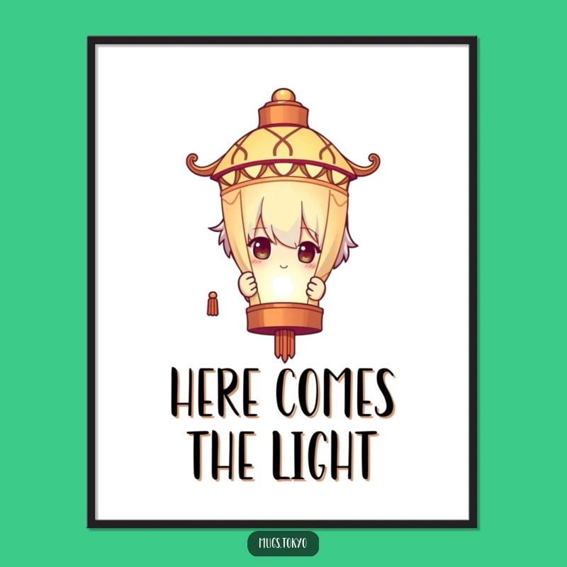 Funny Lantern Peeking Character Poster: Mysterious Art for a Playful Space!