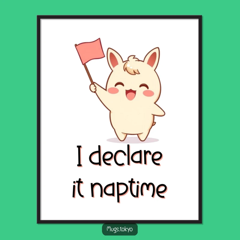 Funny Wall Art Poster: Waving Flag Character, Cheerful Decor Gift!