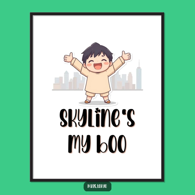 Joyful City Embrace Poster: Artistic Skyline Celebration!