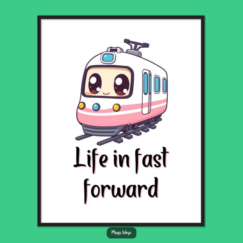 Funny Expressive Eyed Character Bullet Train Poster, Vibrant Funny Gift Decor