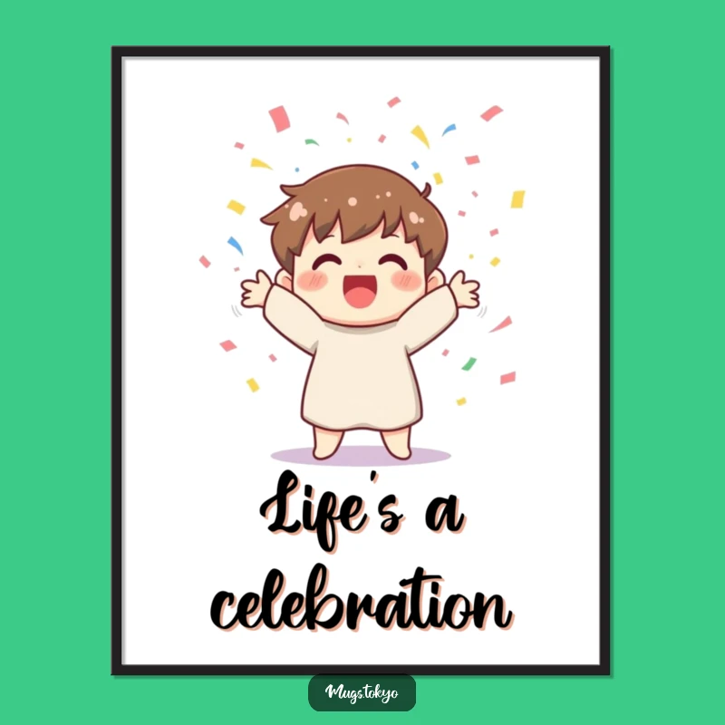Funny Confetti Poster - Cheerful Character Celebration Wall Art Gift