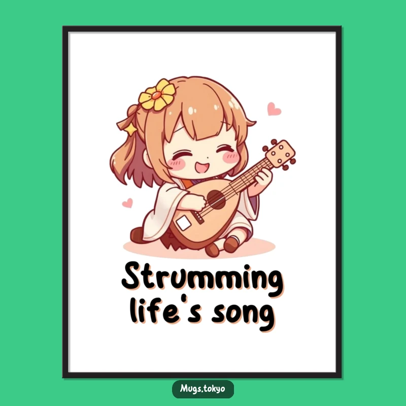 Funny Shamisen Player Poster: Adorable Mini Music Art Print!