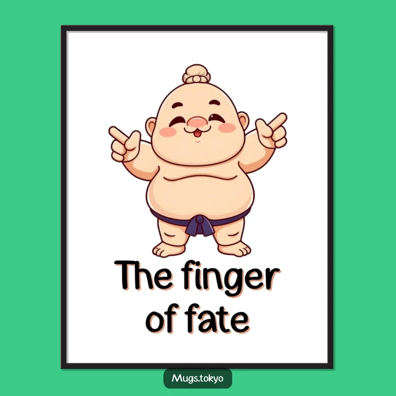 Funny Sumo Wrestler Points Poster - Bold Character Wall Art