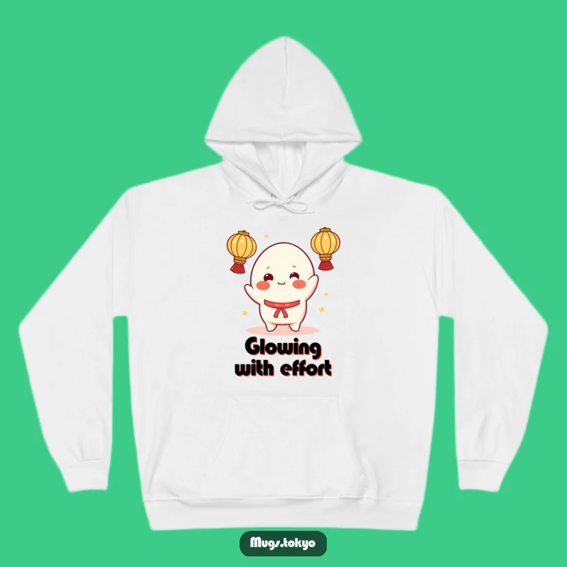 Funny Mochi Hoodie: Cheerful Juggler with Lanterns - Cozy & Playful Wear