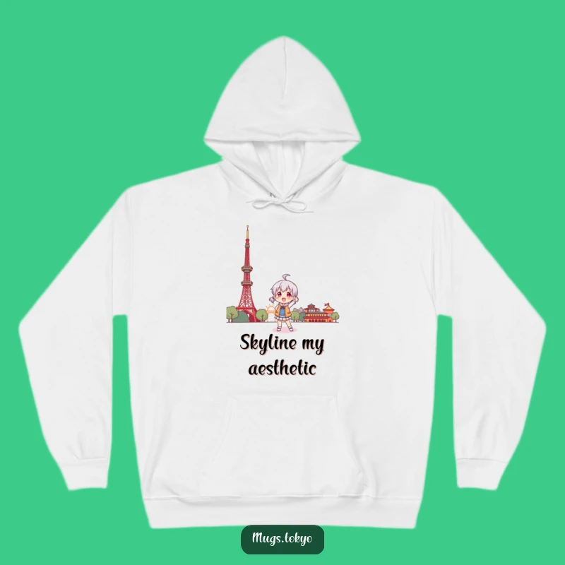 Funny Tokyo Explorer Hoodie: Character's Playful Stance, Warm and Humorous