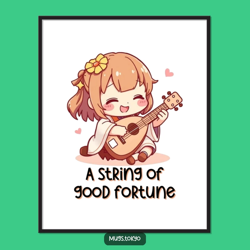 Free Printable Wall Art: Funny Shamisen Player Downloadable Decor, Japanese Music Art