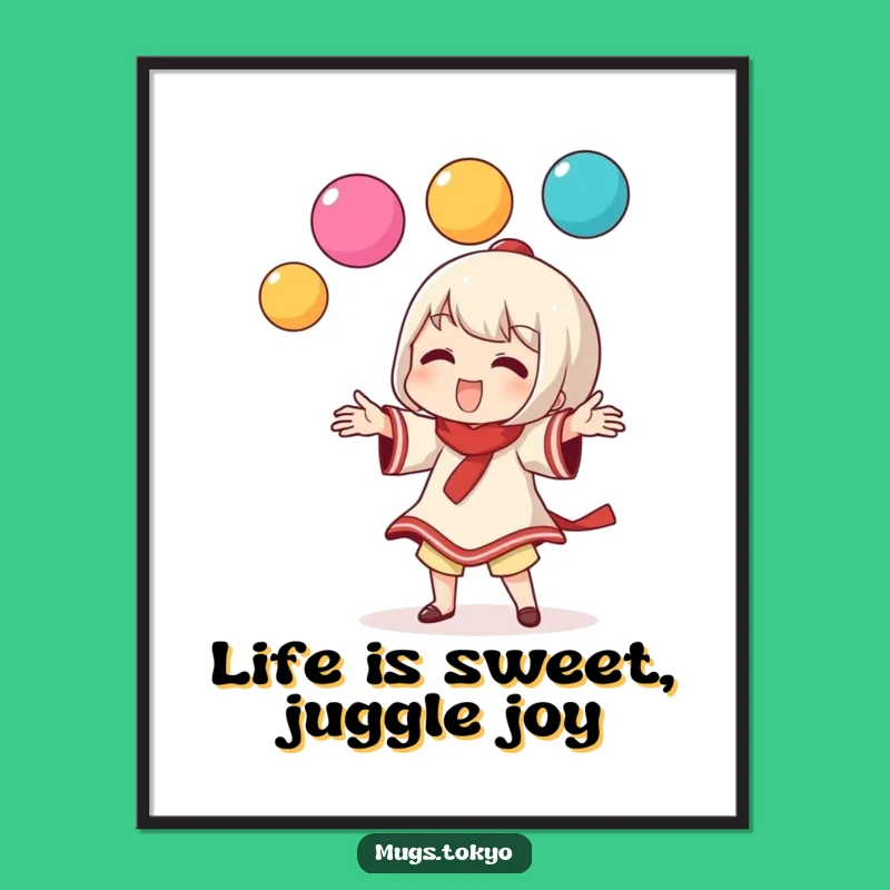 Free Printable Dango Juggling Wall Art: Funny Character Art for Instant Download Decor