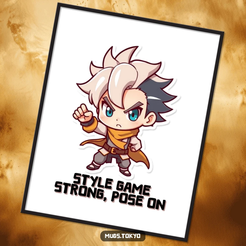 Funny Free Printable Wall Art: Determined Character with Stylish Hair Posing Dynamically