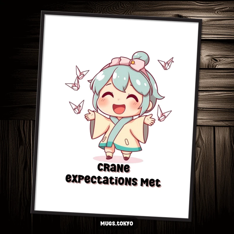 Funny Free Printable Wall Art showcasing a character with a wide smile, expertly juggling delicate origami cranes.