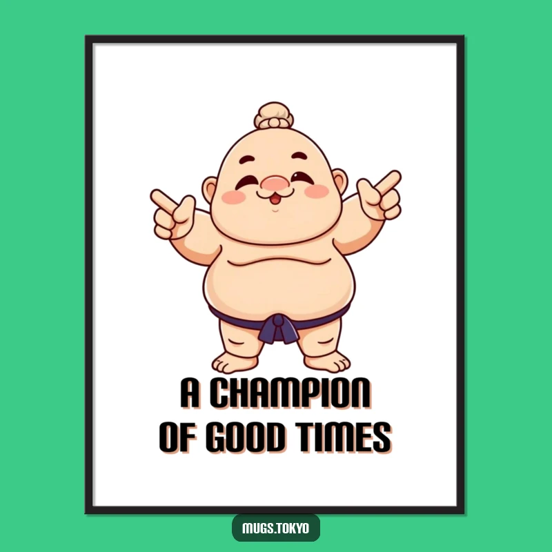 Funny Free Printable Wall Art: Sumo Wrestler Points Playfully Downloadable Decor