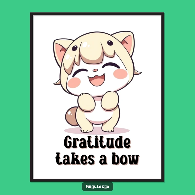 Free Printable Wall Art: Cheerful Bowing Character, Humorous Downloadable Decor Gift