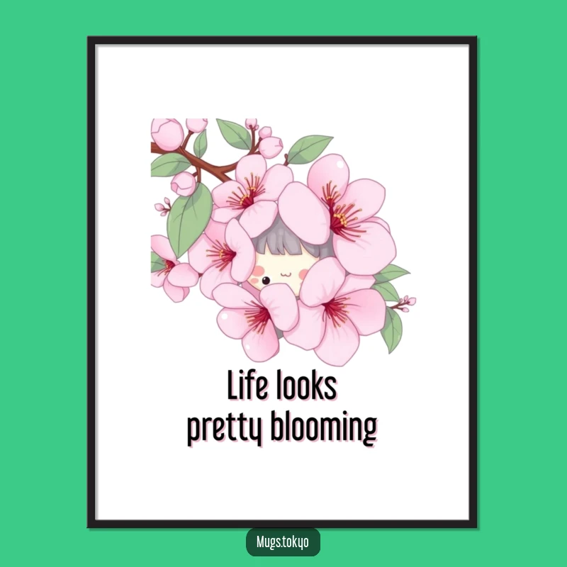 Free Printable Wall Art: Cherry Blossom Peeker Funny Downloadable Decor