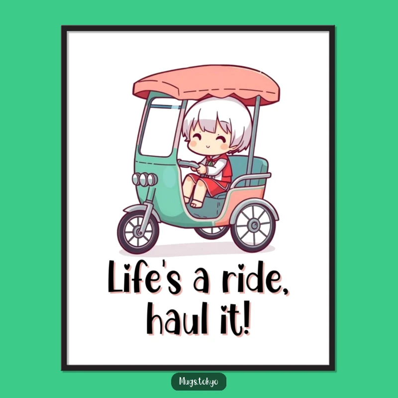 Free Printable Wall Art: Funny Overloaded Rickshaw Character, Quirky Downloadable Decor Gift