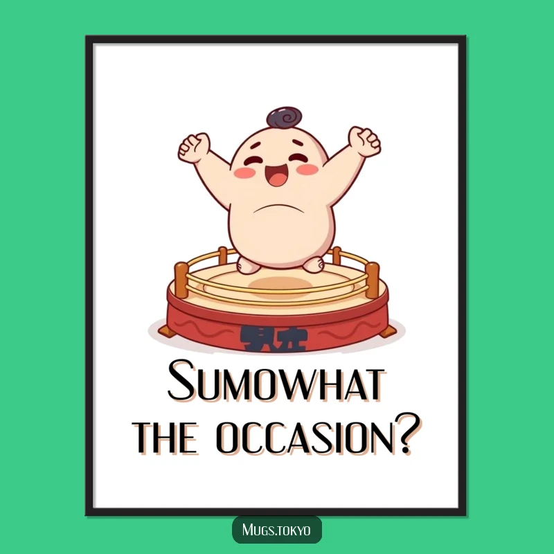 Funny Free Printable Wall Art: Bouncing Sumo Character, Whimsical Downloadable Art