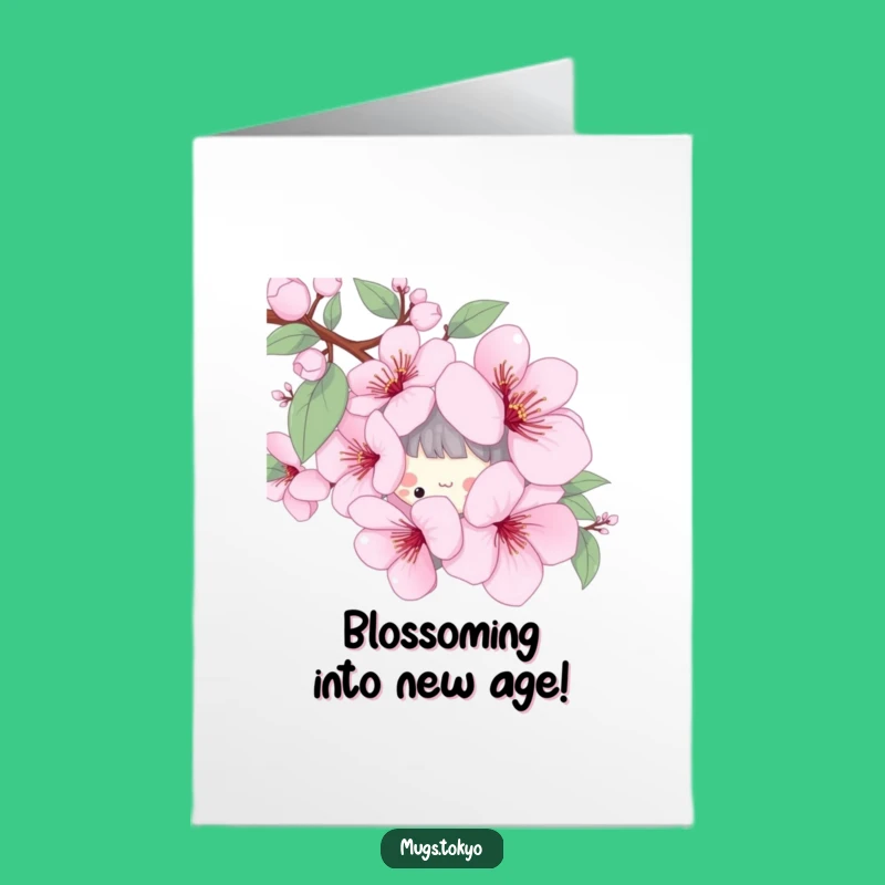 Free Printable Birthday Card: Cherry Blossom Peeker Funny Downloadable Gift