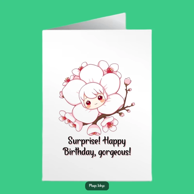 Free Printable Birthday Card: Playful Blossom Character - Cute Downloadable Gift