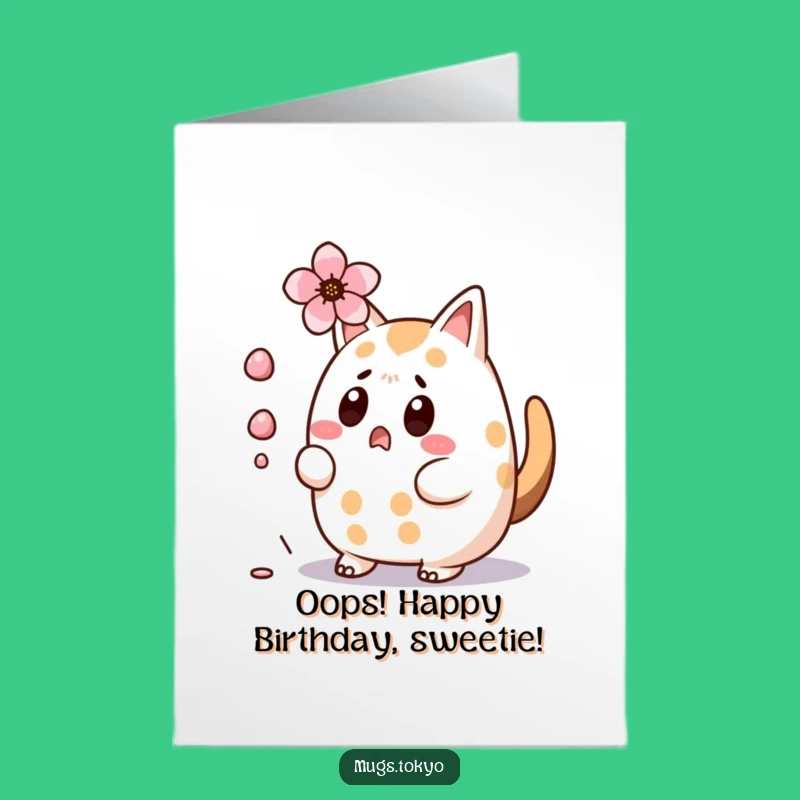 Free Printable Birthday Card: Surprised Taiyaki Dodging Blossom Funny Downloadable Gift