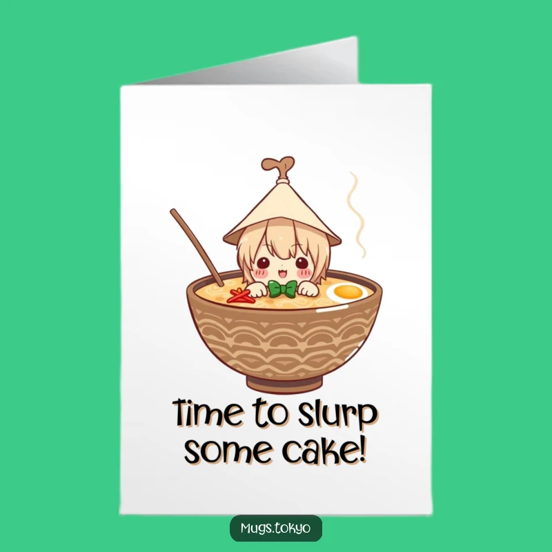 Free Printable Funny Birthday Card: Ramen Hat Surprise, Hilarious Downloadable Gift