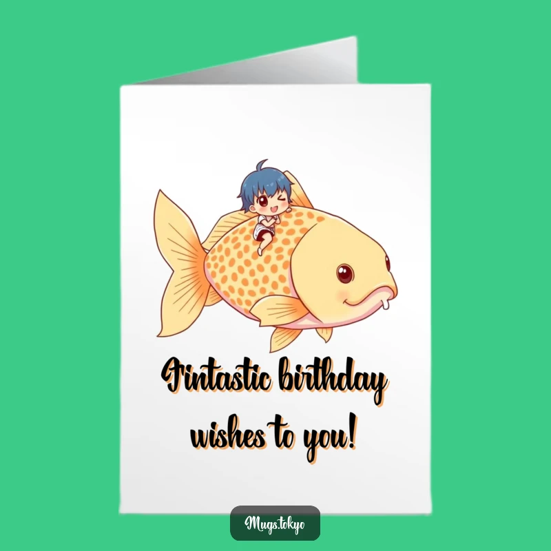 Free Printable Funny Birthday Card: Tiny Rider on Giant Goldfish for a Hilarious DIY Gift