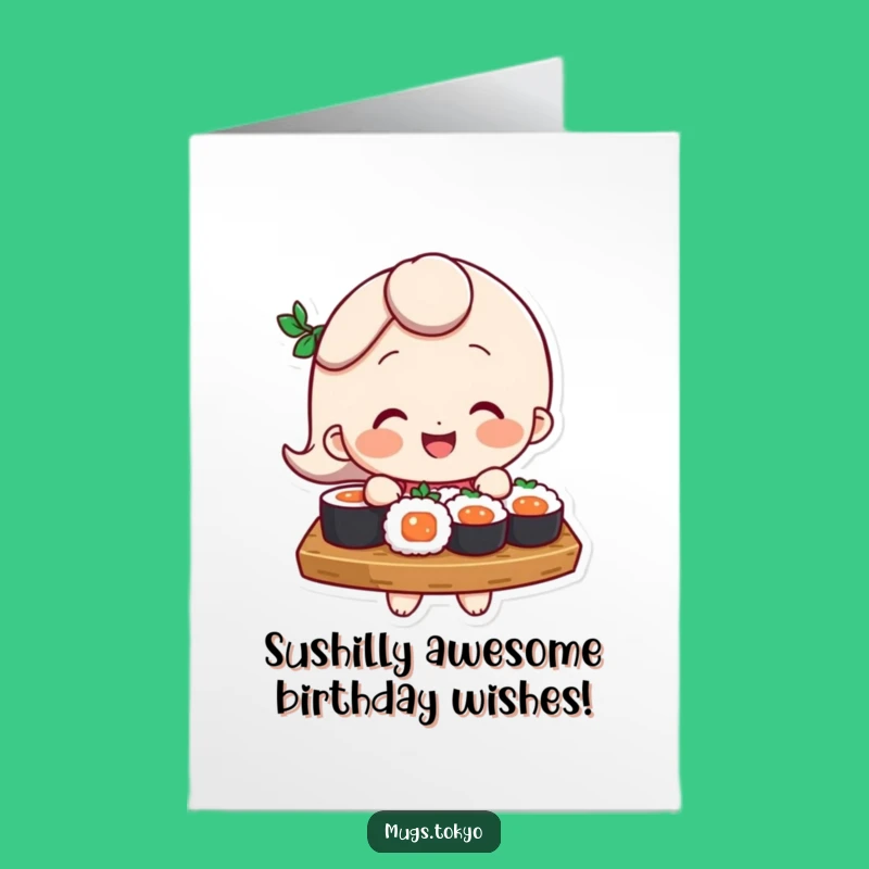 Free Printable Funny Sushi Birthday Card: Hilarious Dancing Character - Downloadable Gift