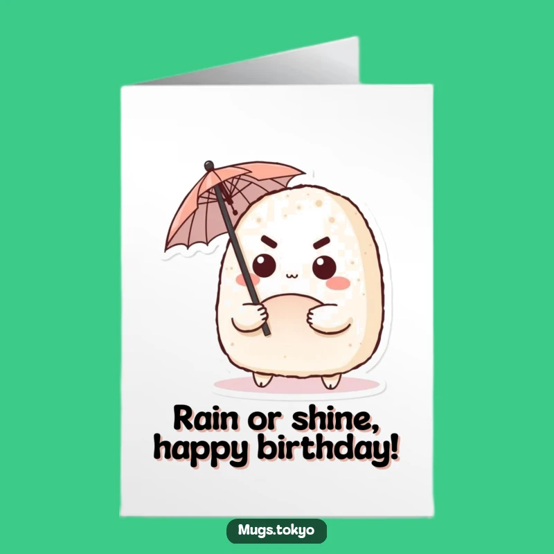 Free Printable Birthday Card: Onigiri's Umbrella for a Determined Downloadable Gift