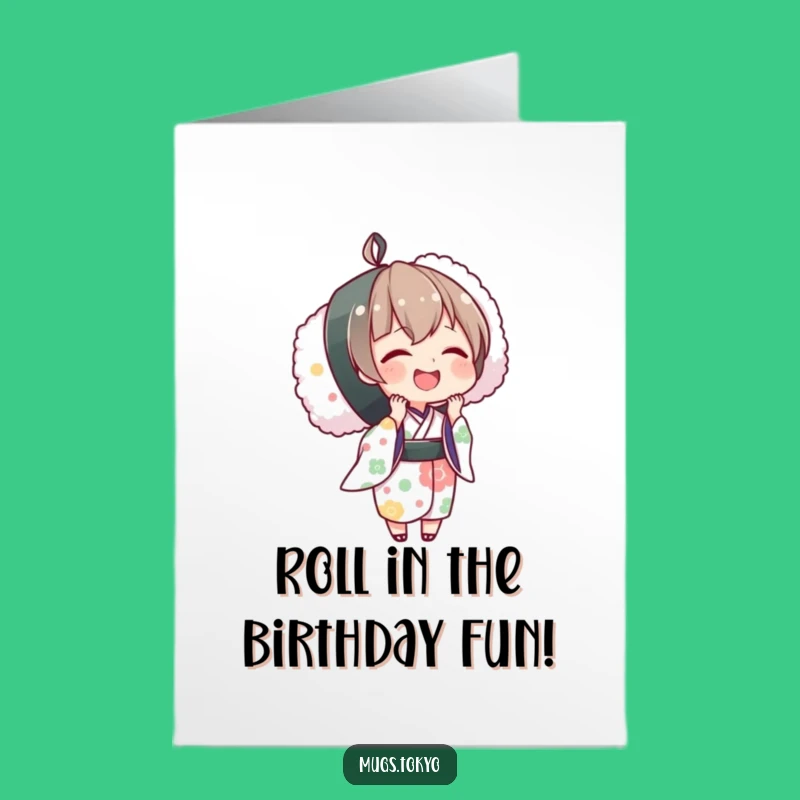 Free Printable Funny Birthday Card: Sushi Kimono Joy, Hilarious Downloadable Gift