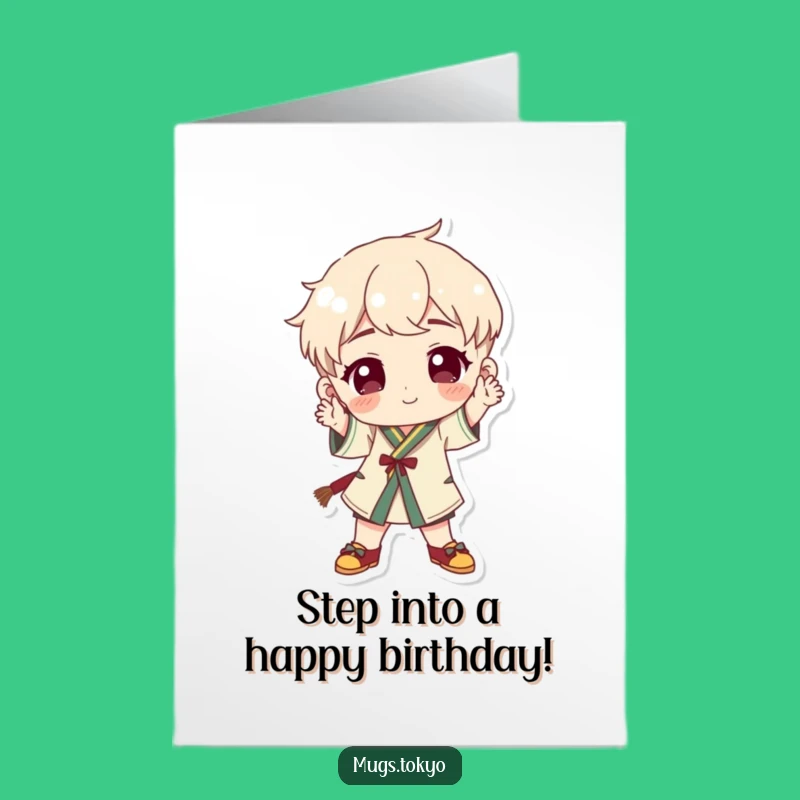 Free Printable Birthday Card: Playful Character in Traditional Shoes!