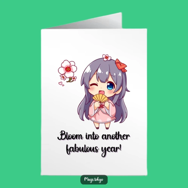 Waving Fan Blossom Birthday Card: Hilarious Free Printable for a Cheerful DIY Gift