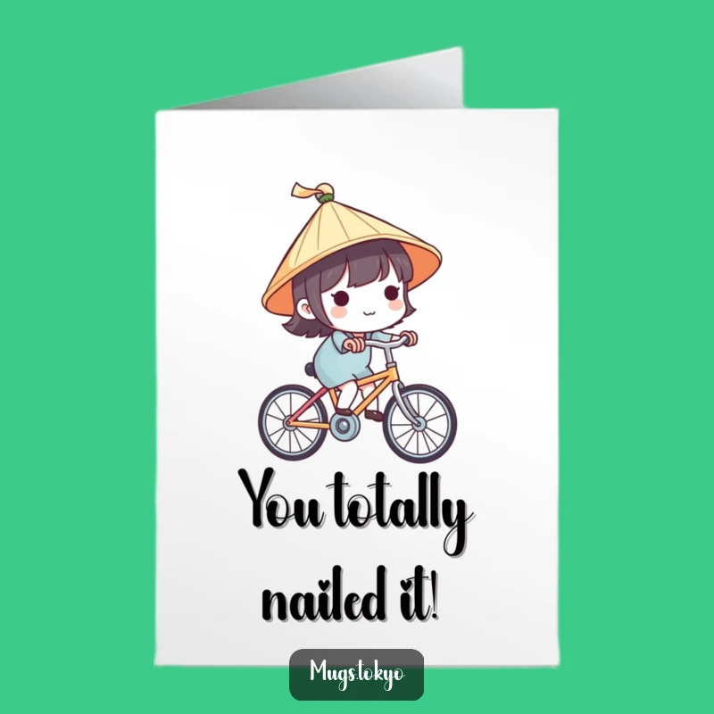 Free Printable Congrats Card: Japanese Hat Rider, Cute Downloadable Greeting for Achievements