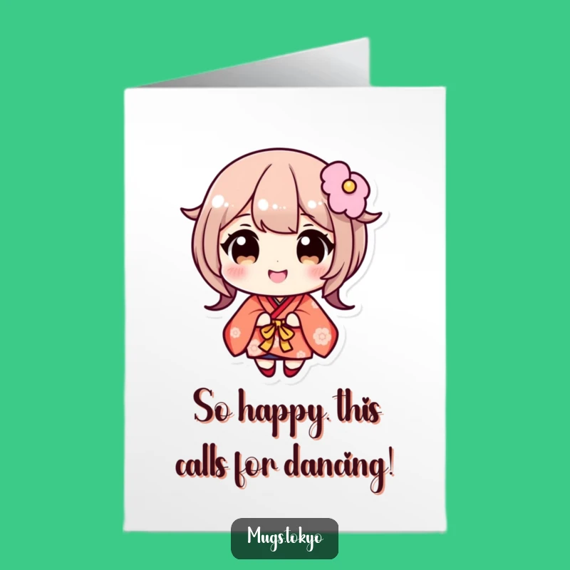 Free Printable Congrats Card: Wide-Eyed Kimono Character, Funny Downloadable Gift