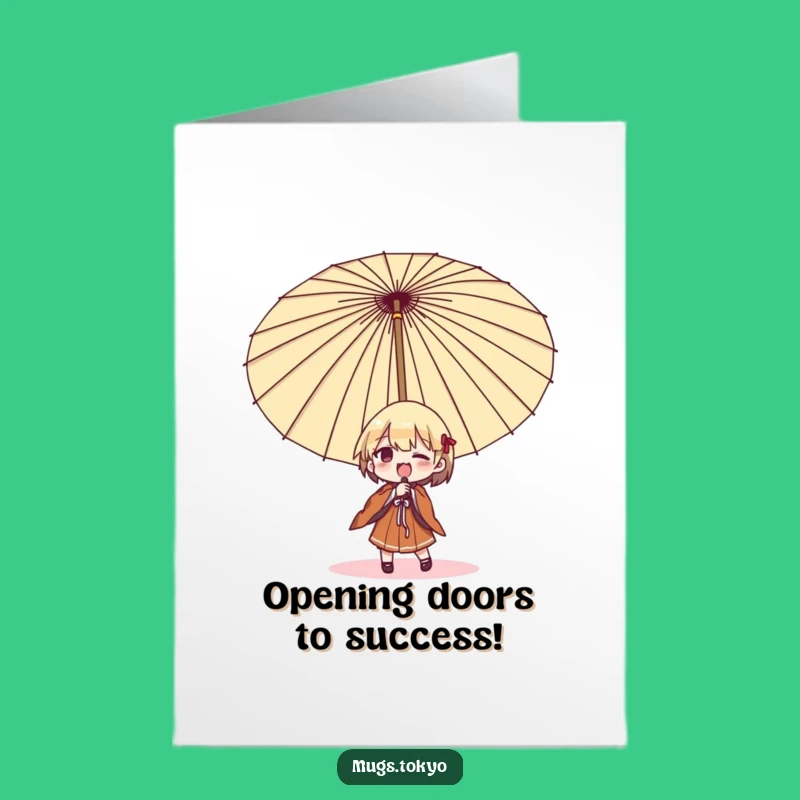Free Printable Congrats Umbrella Card: Funny Japanese Humor Downloadable for Success
