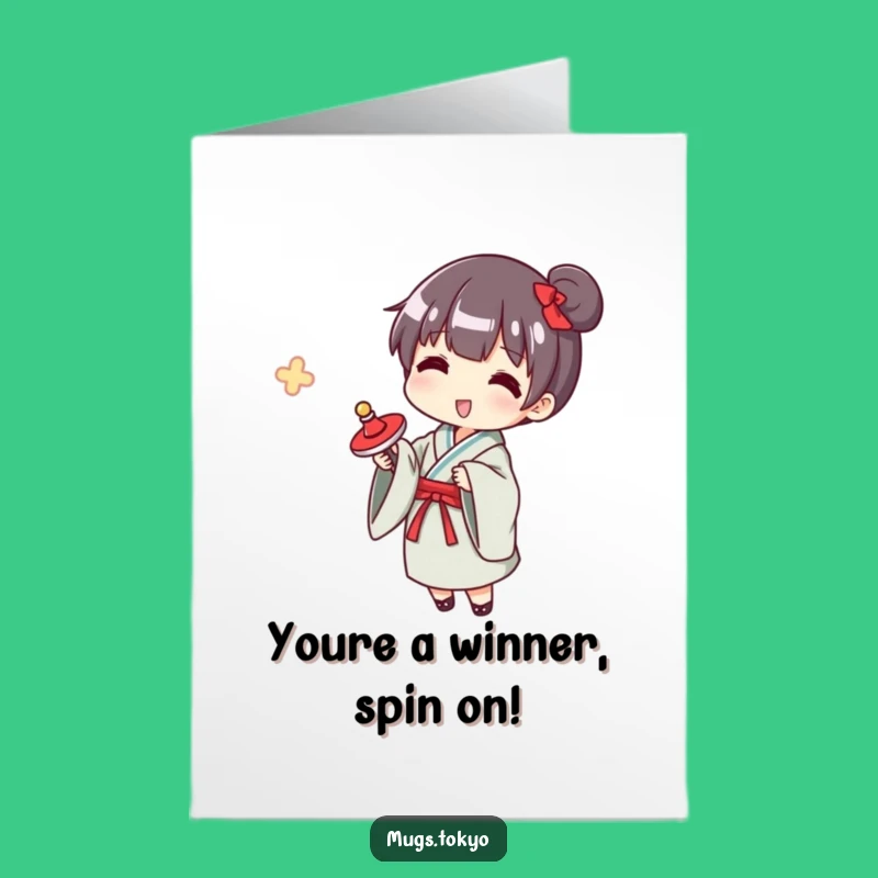Free Printable Congrats Yukata Card: Funny Japanese Toy Downloadable for Celebrations
