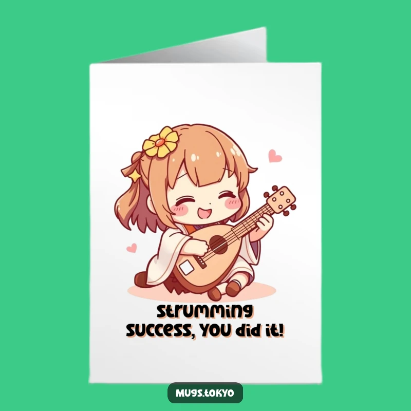 Free Printable Shamisen Congrats Card: Funny Japanese Music Downloadable for Celebrations