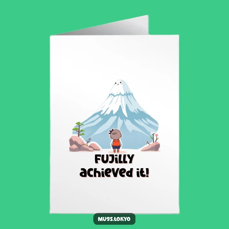 Free Printable Congrats Card: Mount Fuji Character Cheers Your Success!