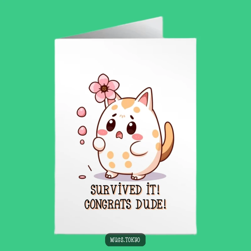 Free Printable Congrats Card: Surprised Taiyaki's Close Call Funny Downloadable Gift