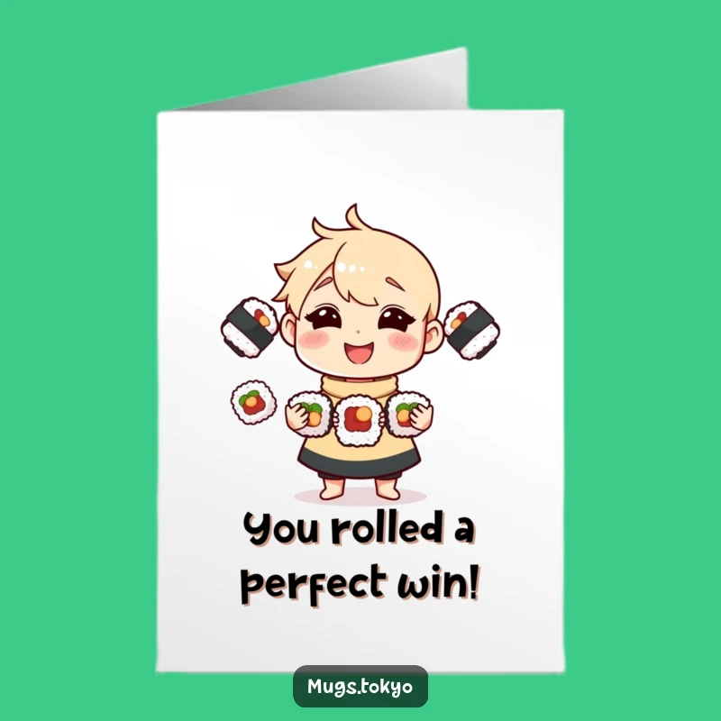 Free Printable Congrats Card: Hilarious Sushi Juggler Downloadable for Any Achievement