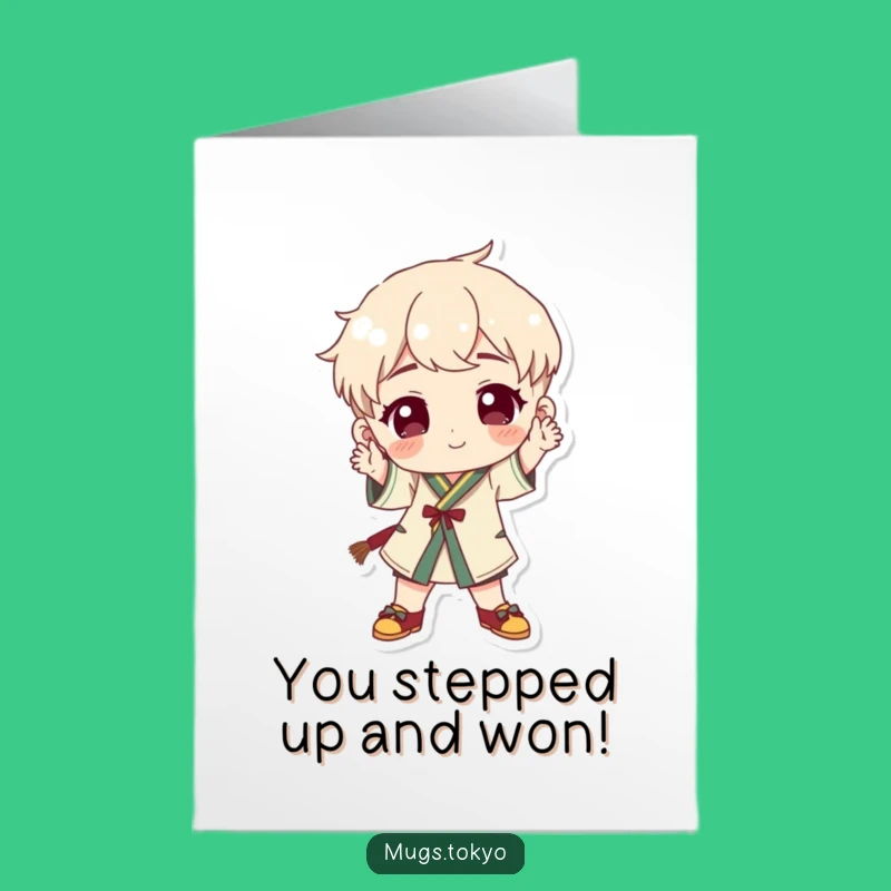 Free Printable Congrats Card: Character's Playful Pose Celebration!