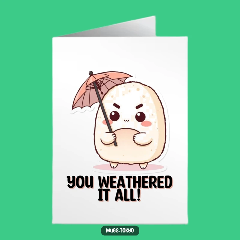 Free Printable Congrats Card: Onigiri's Umbrella for Your Hard-Earned Success
