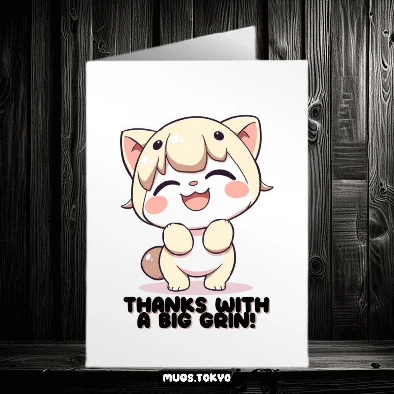 Funny Free Printable Thank You Card: Character doing a deep, cheerful bow with a wide grin, expressing sincere gratitude.