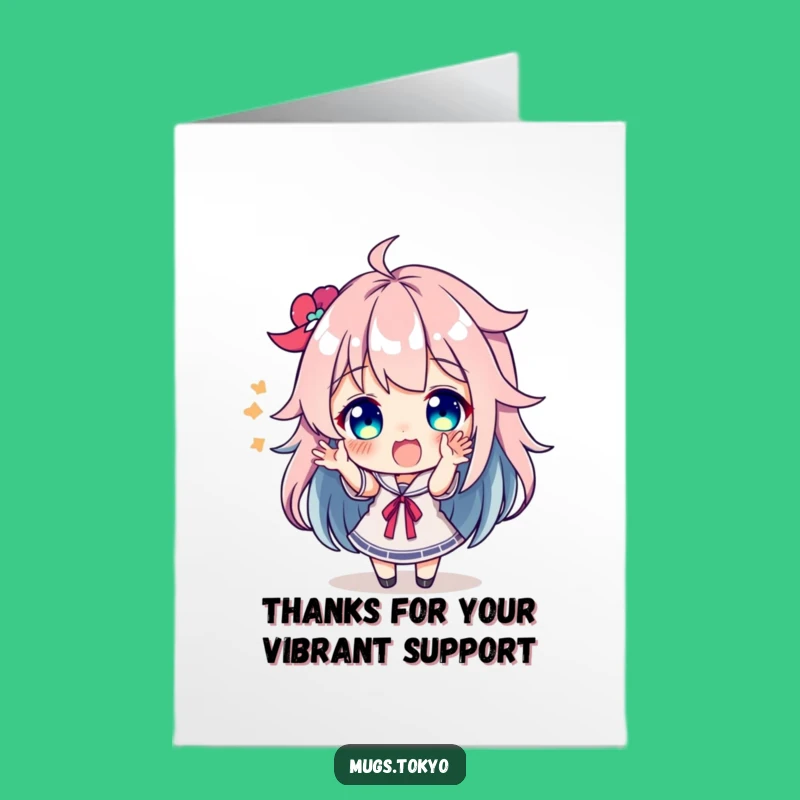 Free Printable Thank You Card: Colorful Hair Character's Excited Thanks!