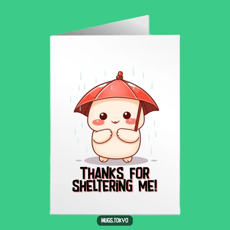 Free Printable Thank You Card: Dumpling Umbrella Rain, Funny Downloadable