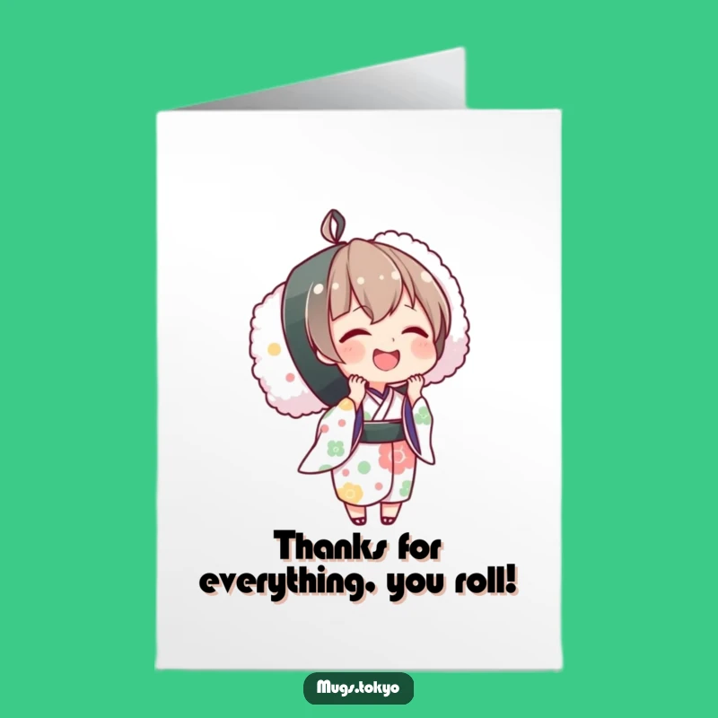 Free Printable Thank You Card: Sushi Kimono Gratitude, Humorous Downloadable Gift