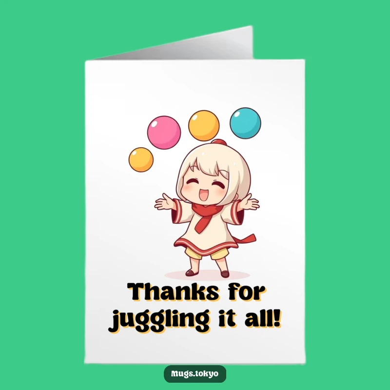 Free Printable Dango Juggling Thank You Card: Funny Character Gratitude for Instant Download