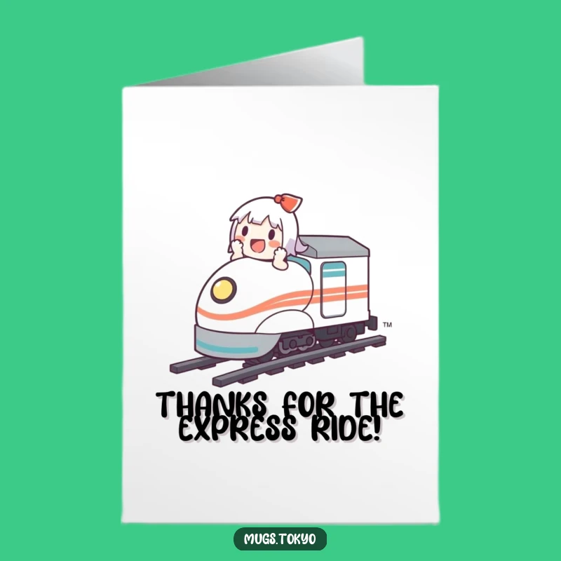 Free Printable Bullet Train Thank You Card: Cute Character Expresses Gratitude Swiftly!