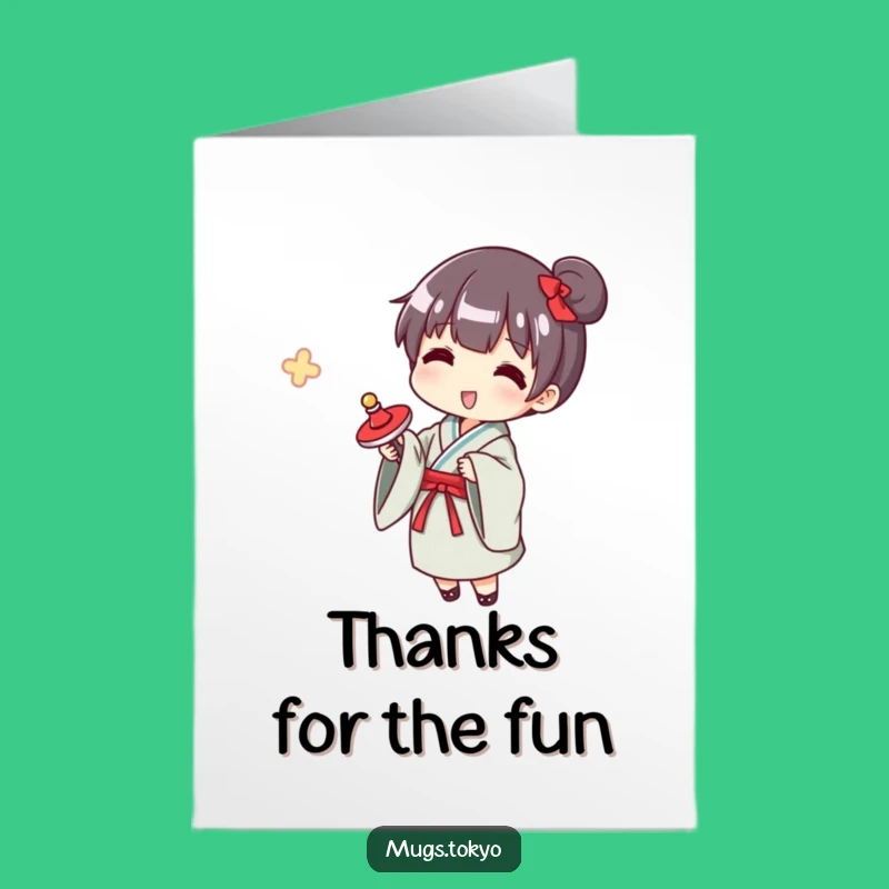 Free Printable Thanks Yukata Card: Funny Japanese Toy Downloadable Gift of Gratitude