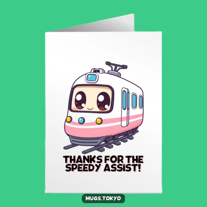 Free Printable Thank You Card: Expressive Eyed Train Rider Downloadable Gift