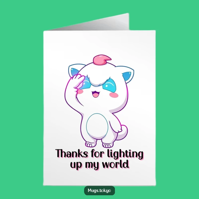 Thanks Free Printable Card: Character Shielding Eyes From Gratitude Glow